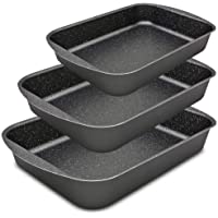 Menax - Rustidera de Horno - Aluminio Antiadherente - 5 Capas de Recubrimiento - Set de 3 Medidas - Made in Italy
